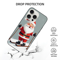 Чехол для iPhone 15 Pro/Pro Max с тематикой Санта-Клауса катающегося на лыжах - OKOMALL